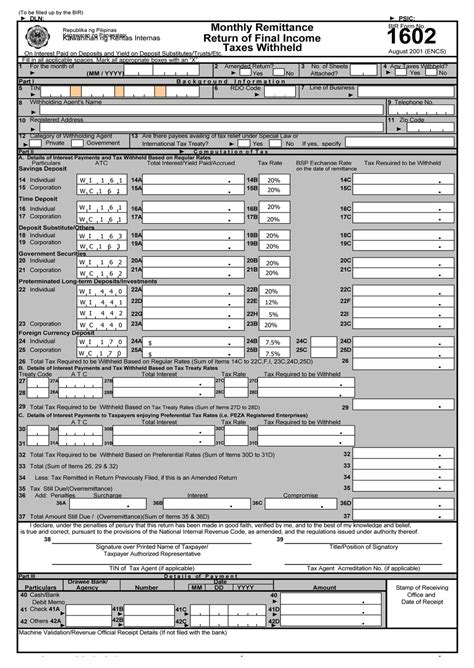 BIR Form 1602 .